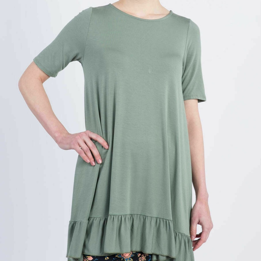 A&D Ruffle Tunic Dark Sage XXS - NWT